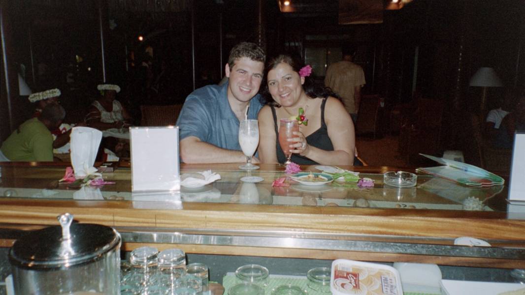Jeff and Irma at Bar at le Maitai, Bora Bora
