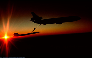 SR-71 Blackbird refueling at sunset