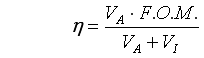 η = VA * F.O.M. / (VA + VI)