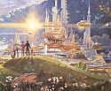 A cropped portion of Robert McCall's mural,The Prologue and the Promise